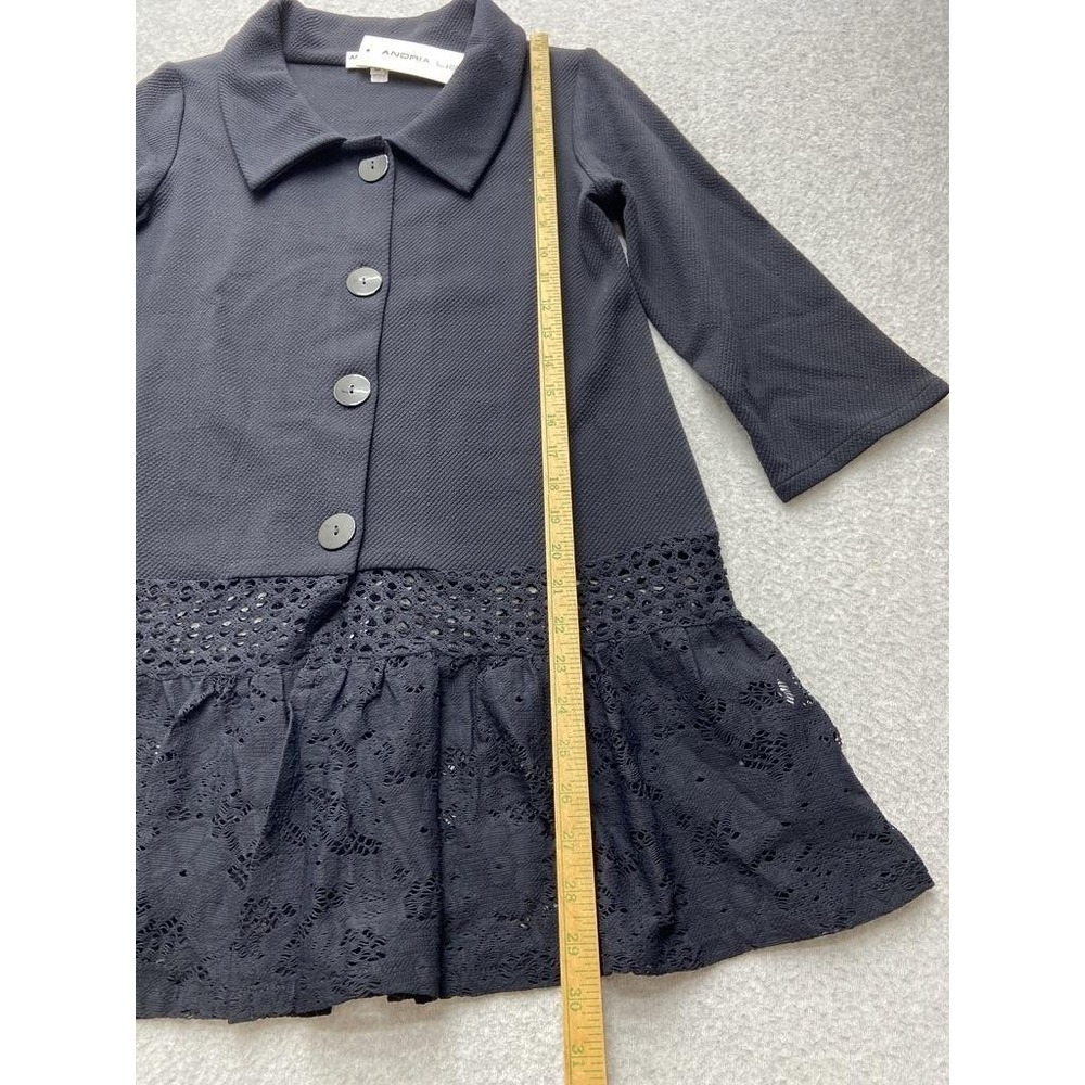 Andria Lieu Collection Jacket Womens Medium Black Long Jamie Lace Made USA - Picture 12 of 15
